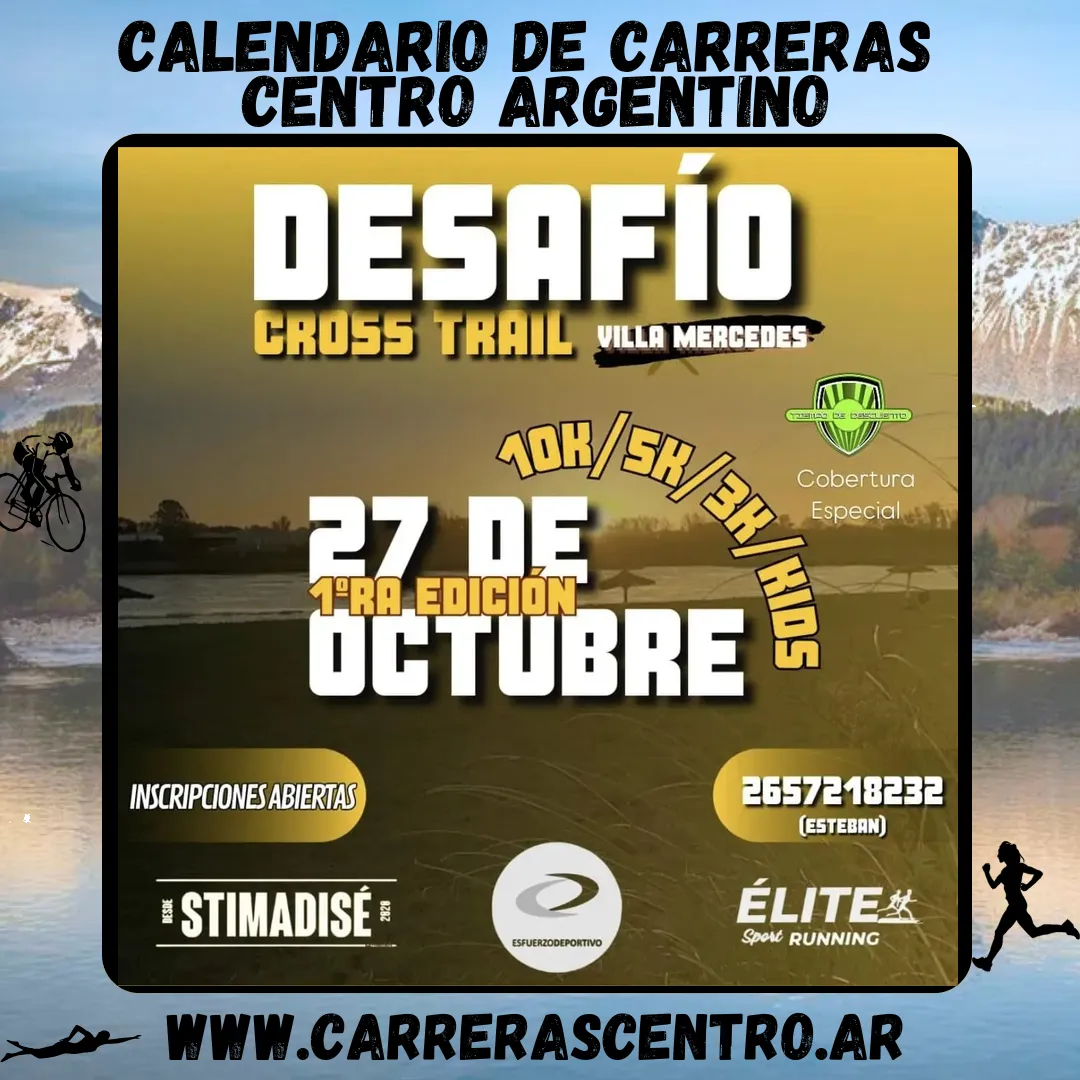 Flyer de Desafío Cross Trail Villa Mercedes 2024