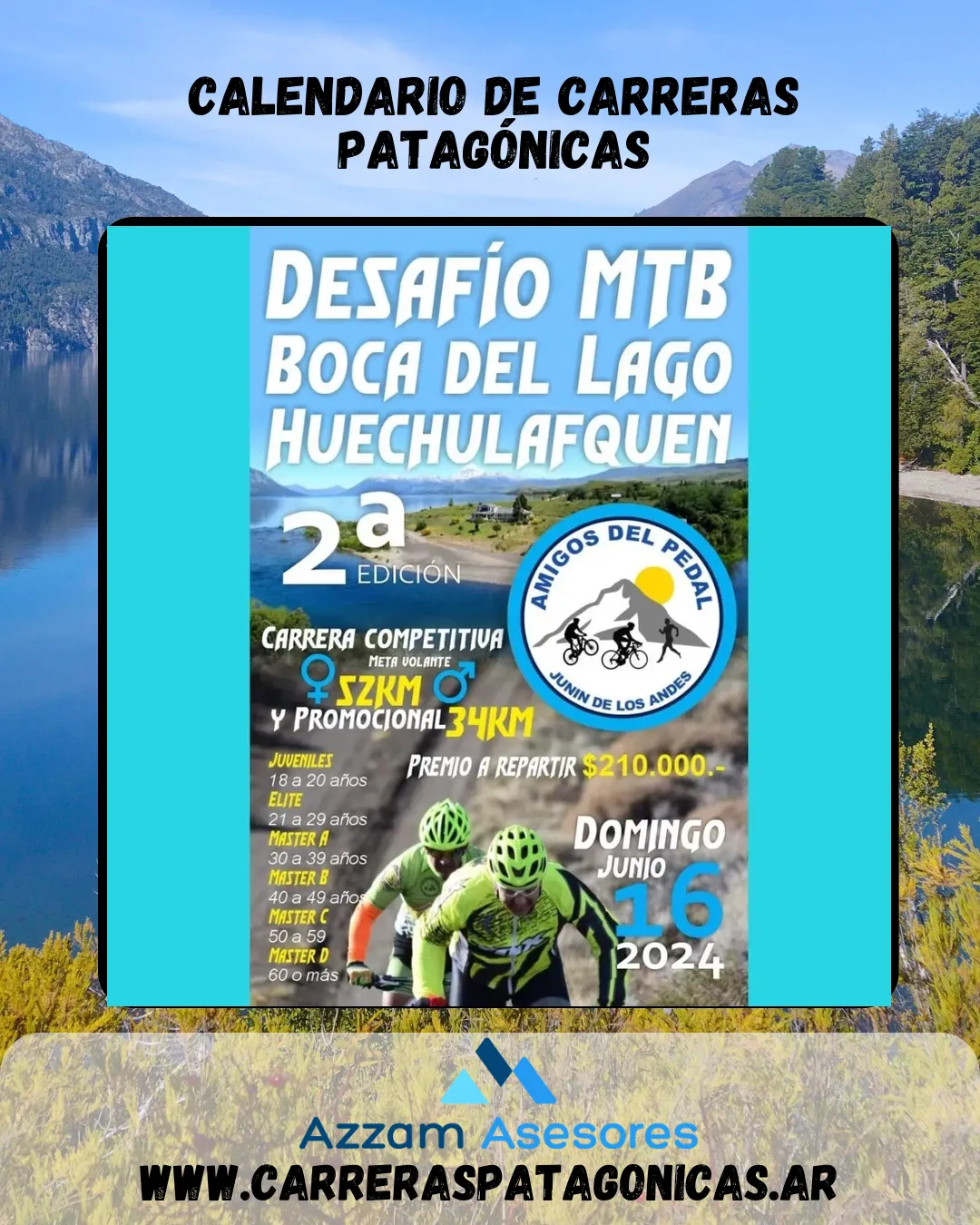 Flyer de Desafío MTB «Boca del Lago Huechulafquen» 2024
