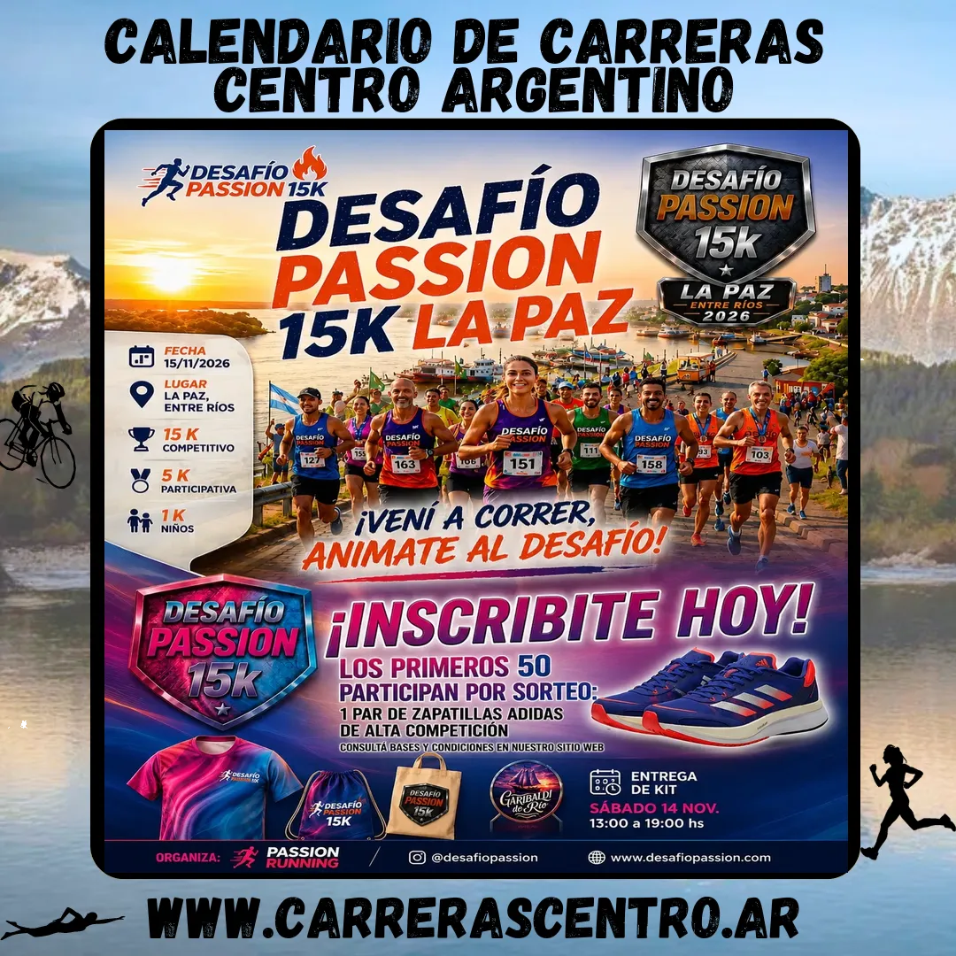 Flyer de Desafío Passion 15K La Paz 2026