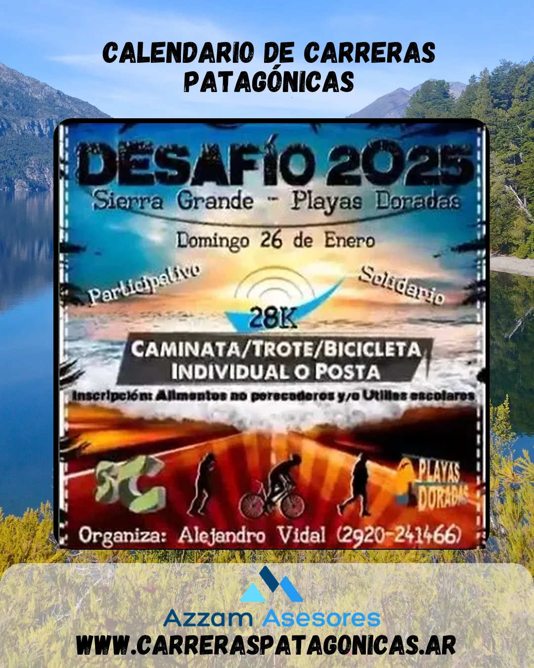 Flyer de Desafío Sierra Grande – Playas Doradas 2025