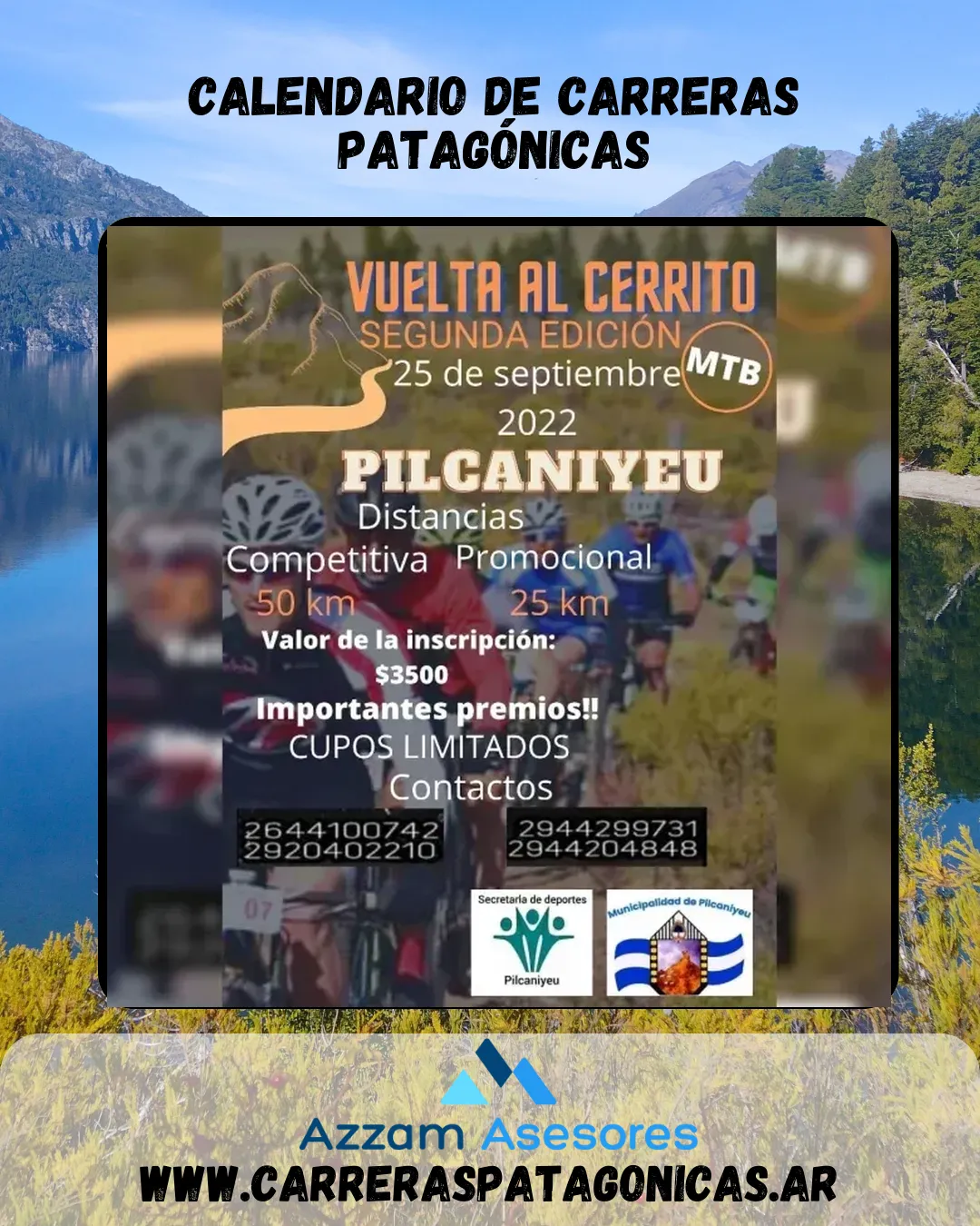 Flyer de Desafío Vuelta al Cerrito Pilcaniyeu 2022