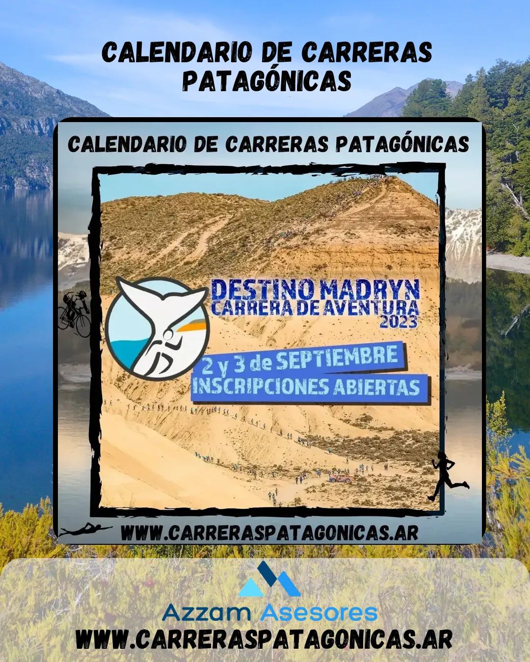 Flyer de Destino Madryn 2023 – Carrera de aventura 2023