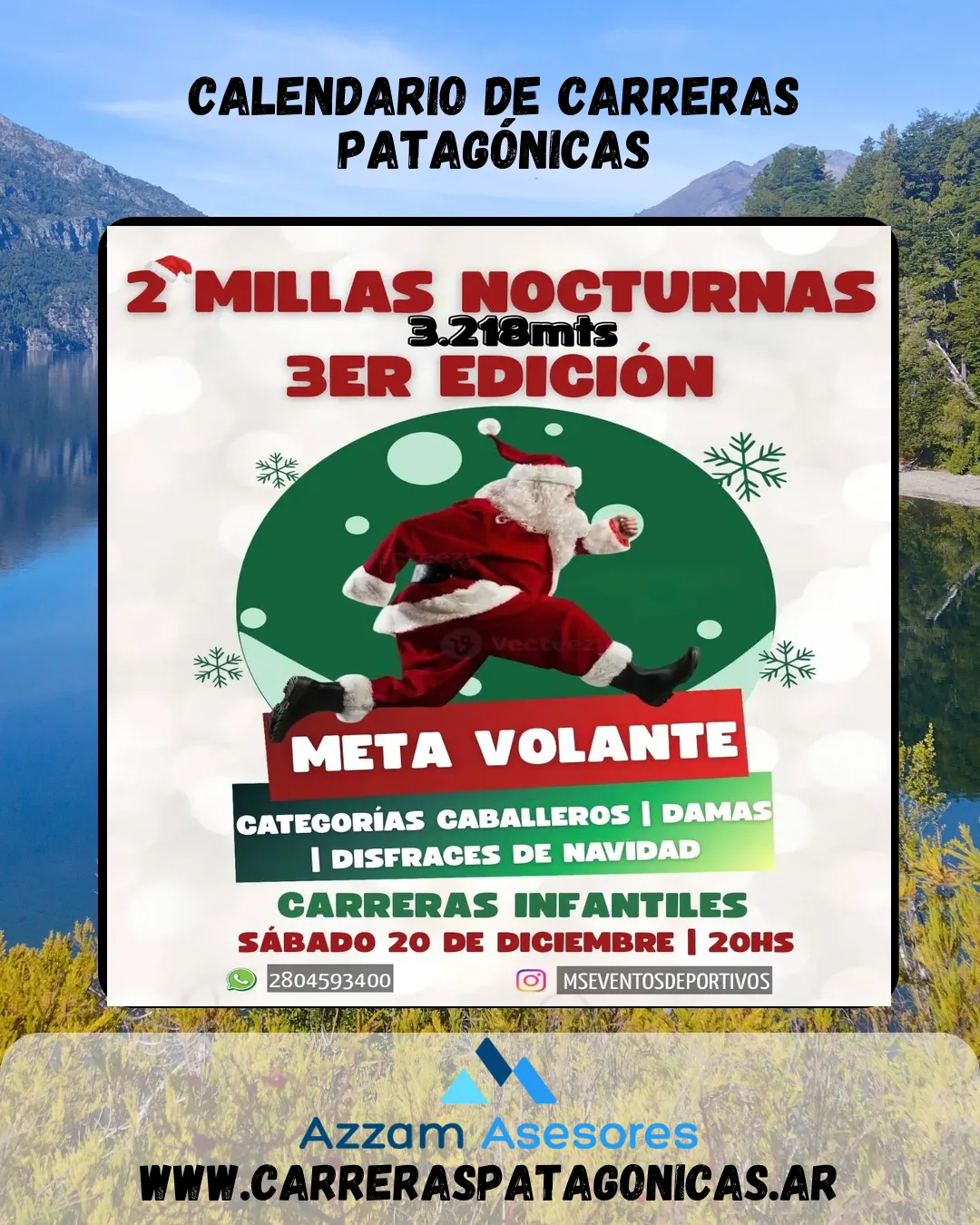Flyer de Dos Millas Nocturnas de Navidad 2025
