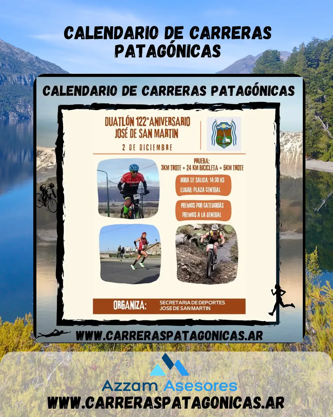 Flyer de Duatlón 122 Aniversario José de San Martín 2023