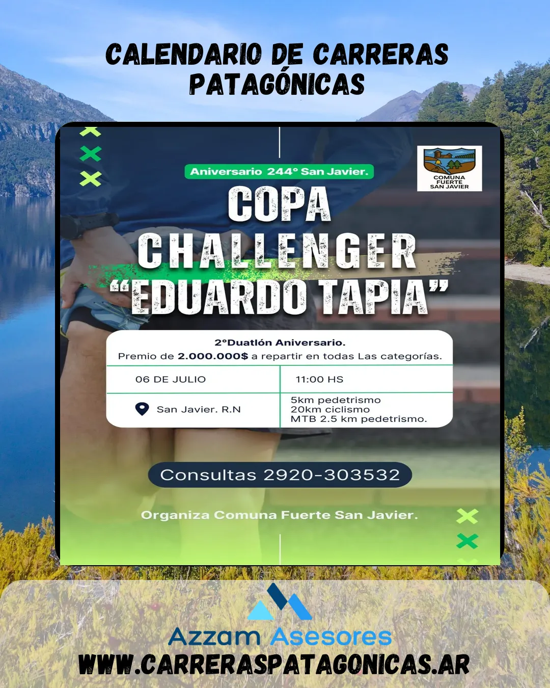 Flyer de Duatlón Aniversario Comuna Fuerte San Javier -Copa Challenger 2025