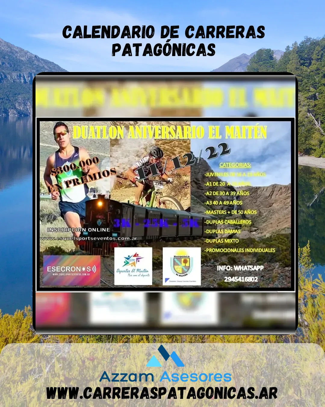 Flyer de Duatlón Aniversario El Maitén 2022