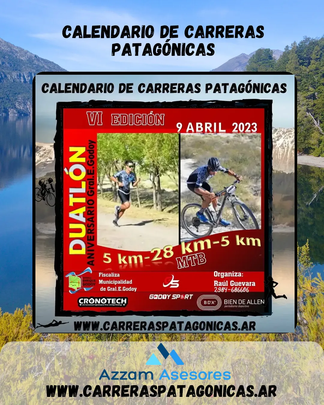 Flyer de Duatlón Aniversario Gral. E. Godoy 2023