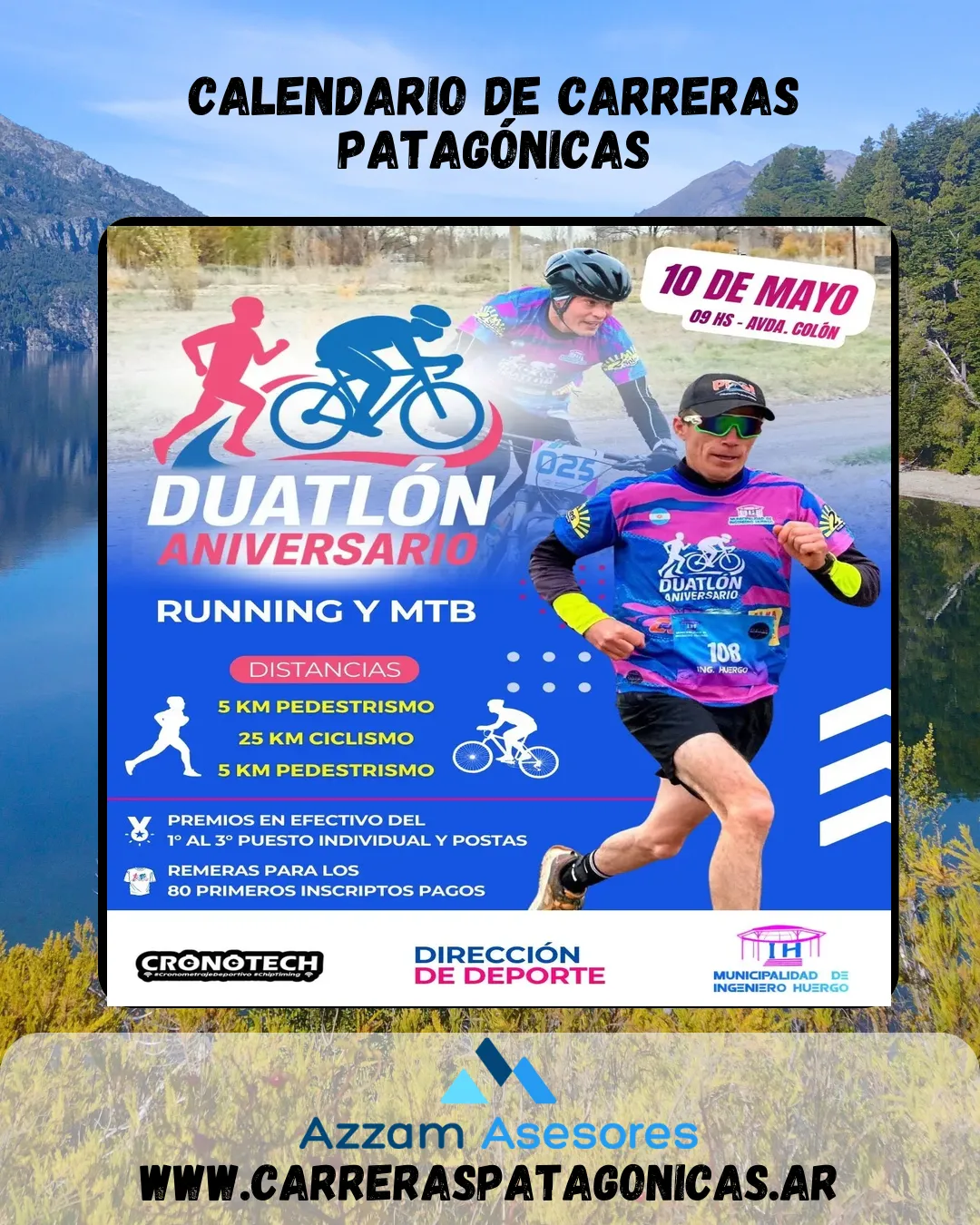 Flyer de Duatlón Aniversario Ingeniero Huergo 2026