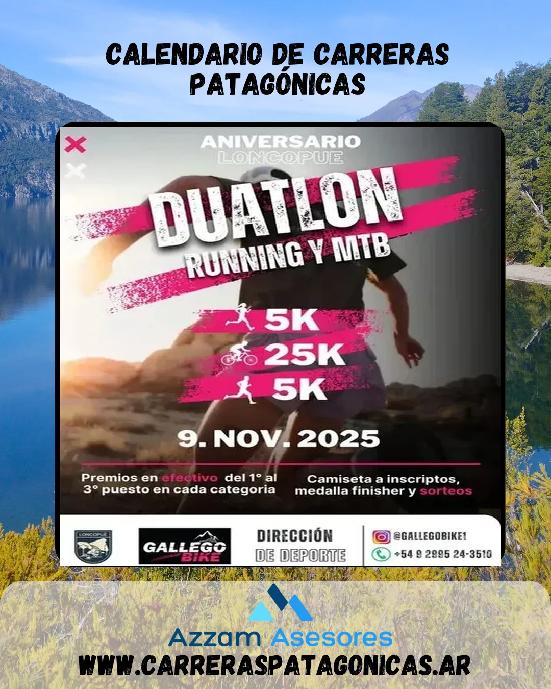 Flyer de Duatlón Aniversario Loncopue 2025