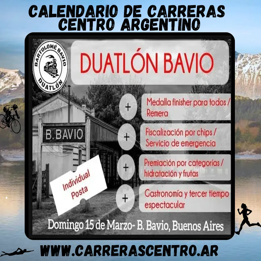 Flyer de Duatlón Bartolomé Bavio 2026