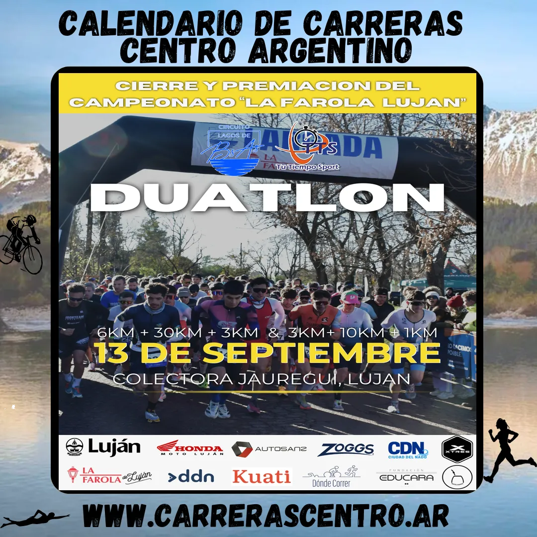 Flyer de Duatlón Colectora Jauregui Luján 2026