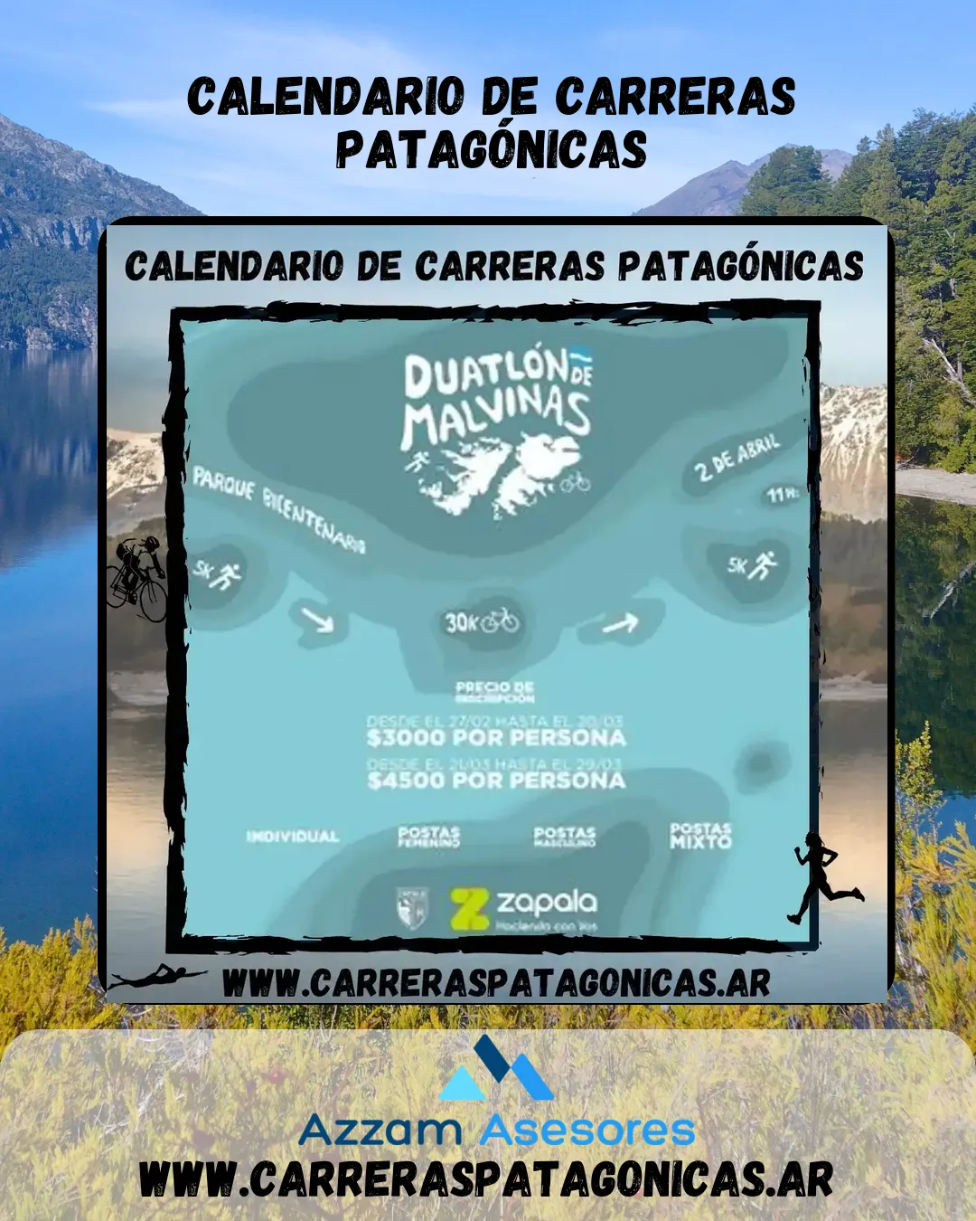 Flyer de Duatlón de Malvinas 2023