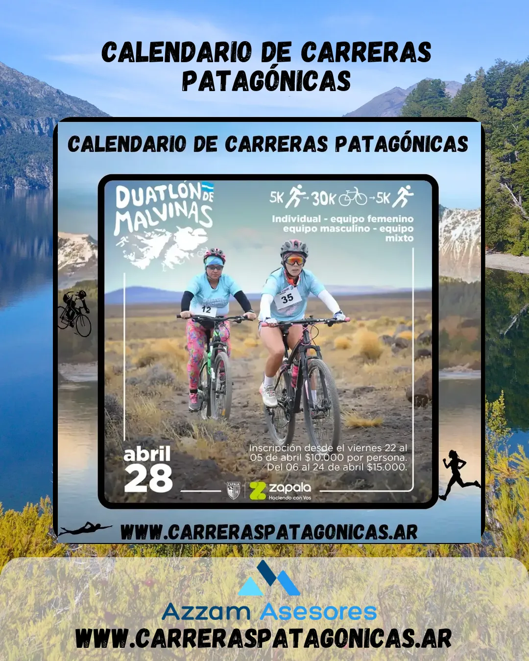 Flyer de Duatlón de Malvinas 2024