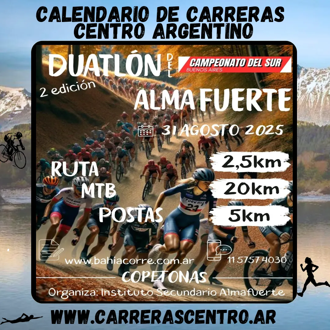Flyer de Duatlón del Almafuerte 2025