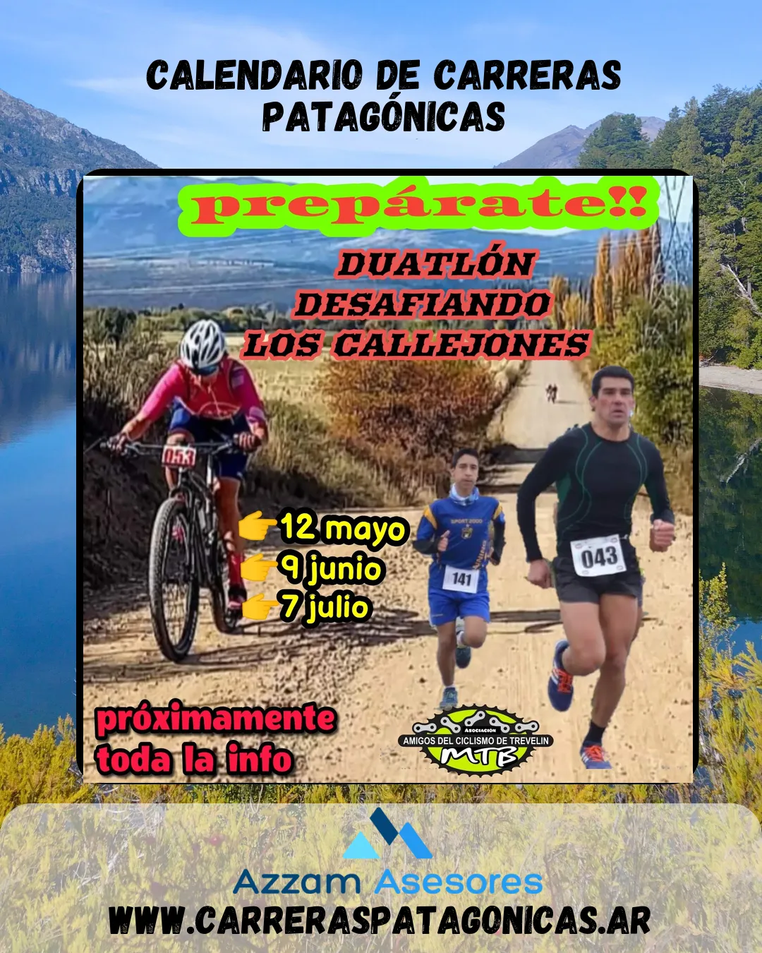 Flyer de Duatlón Desafiando Los Callejones 2024