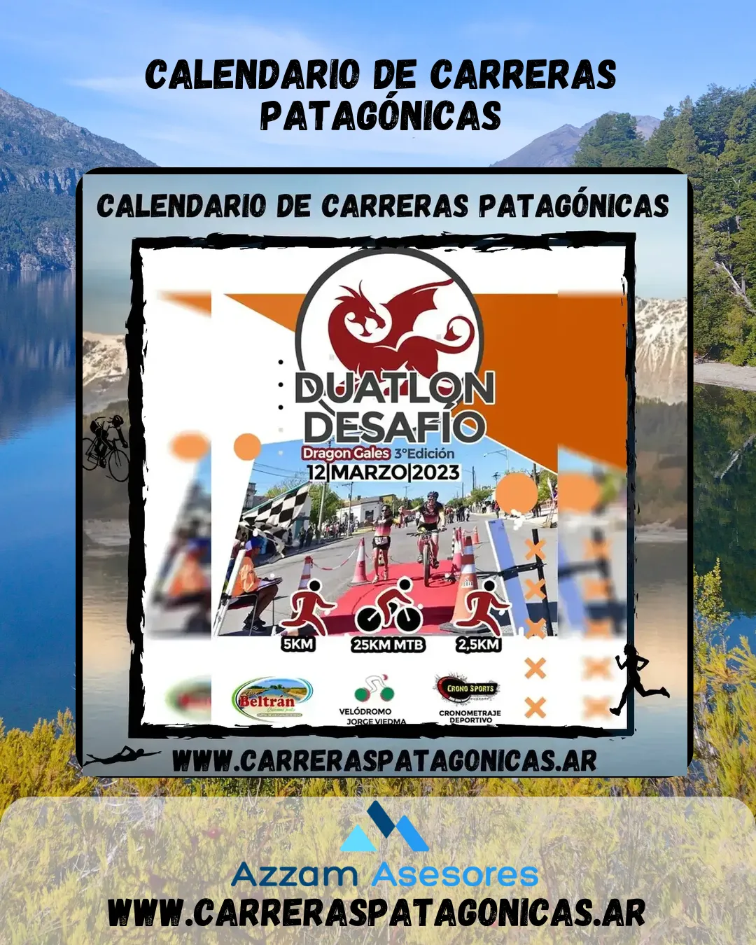 Flyer de Duatlón Desafío al Dragón Gales 2023