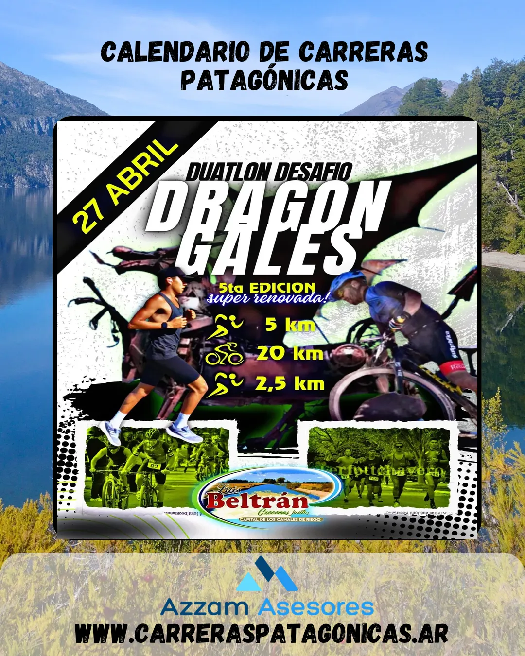 Flyer de Duatlón Desafío Dragón Gales 2025