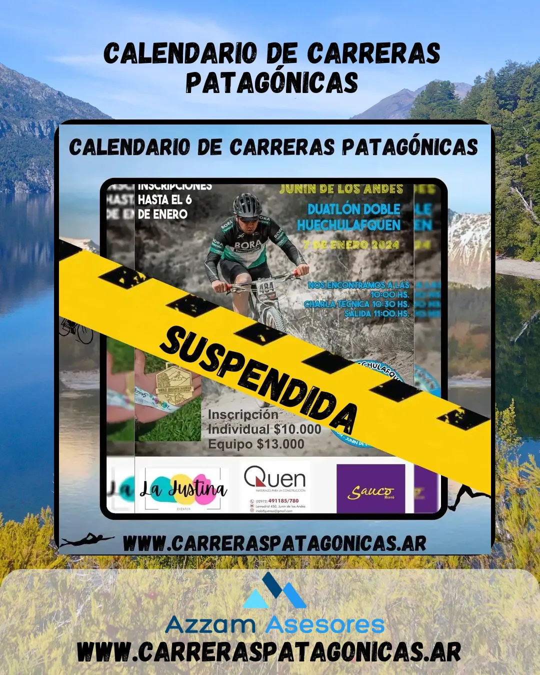 Flyer de Duatlón Doble Huechulafquen 2024