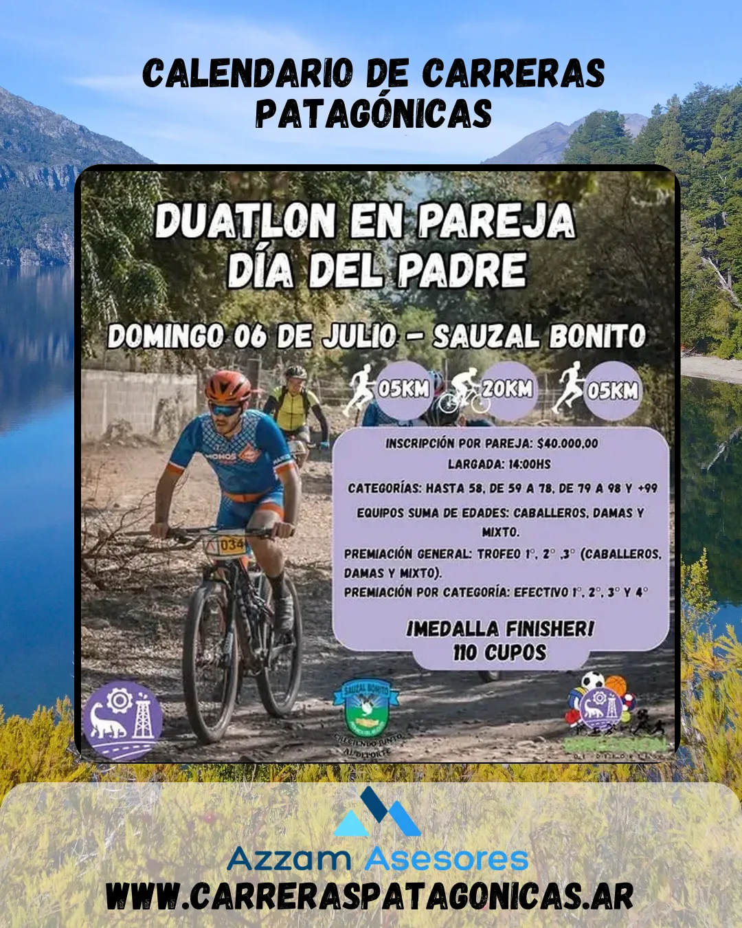 Flyer de Duatlón en Pareja Día del Padre 2025