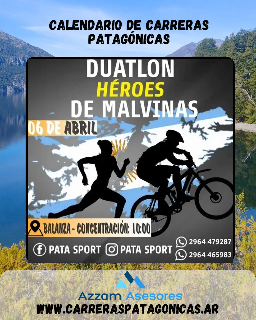 Flyer de Duatlón Héroes de Malvinas 2025