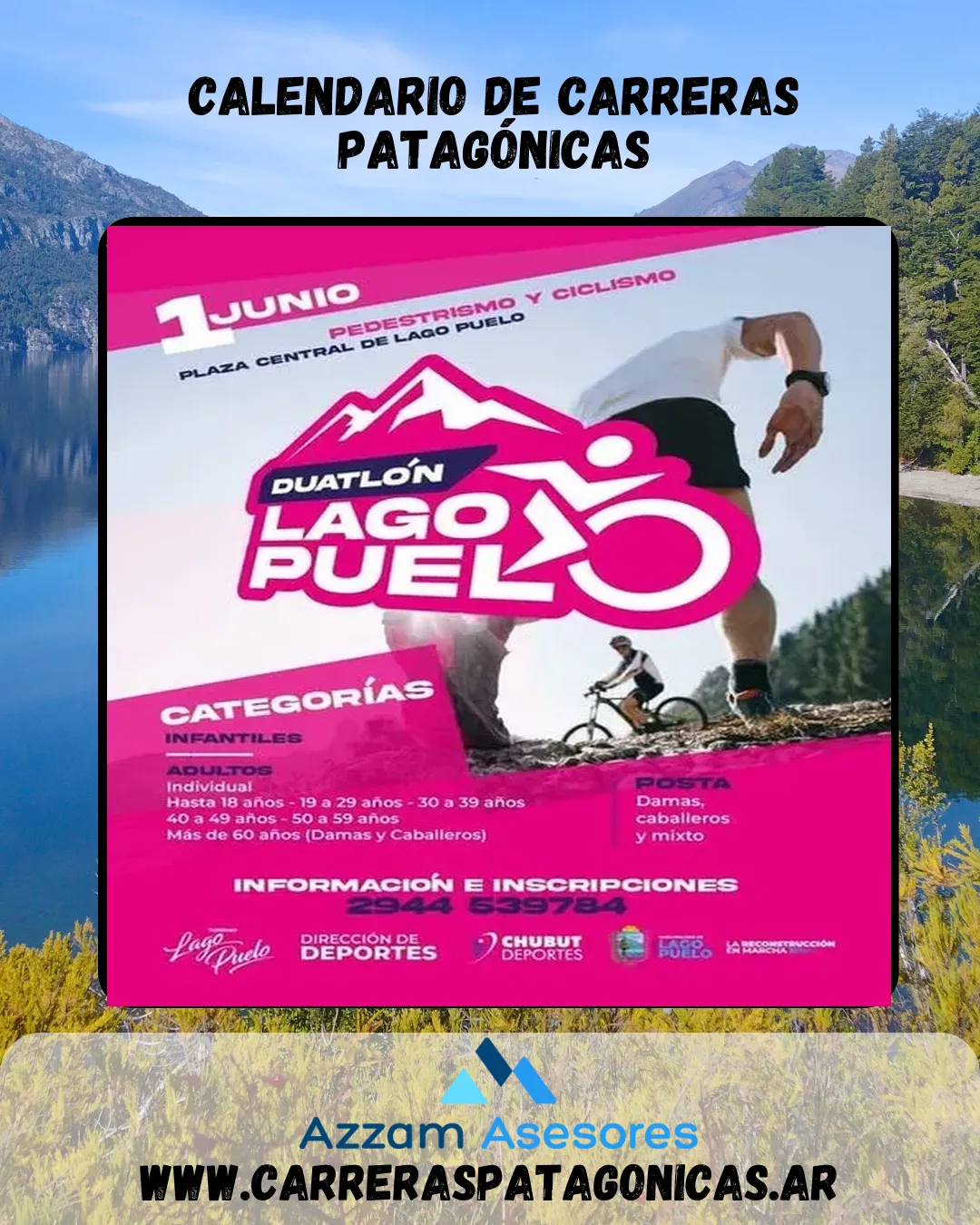 Flyer de Duatlón Lago Puelo 2025