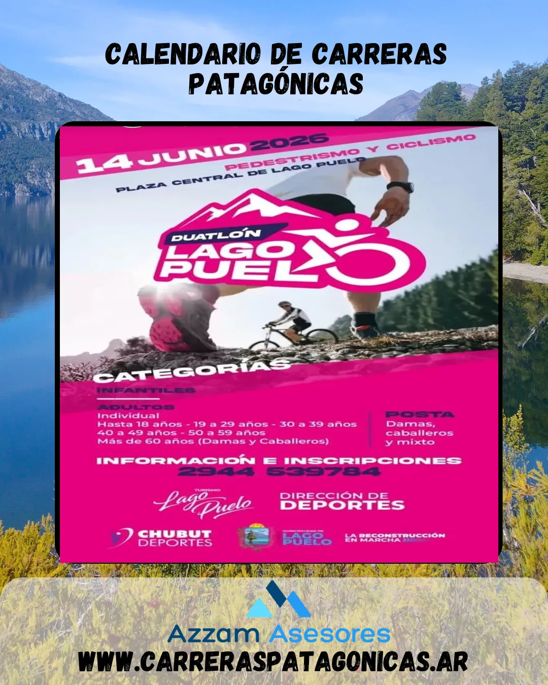 Flyer de Duatlón Lago Puelo 2026