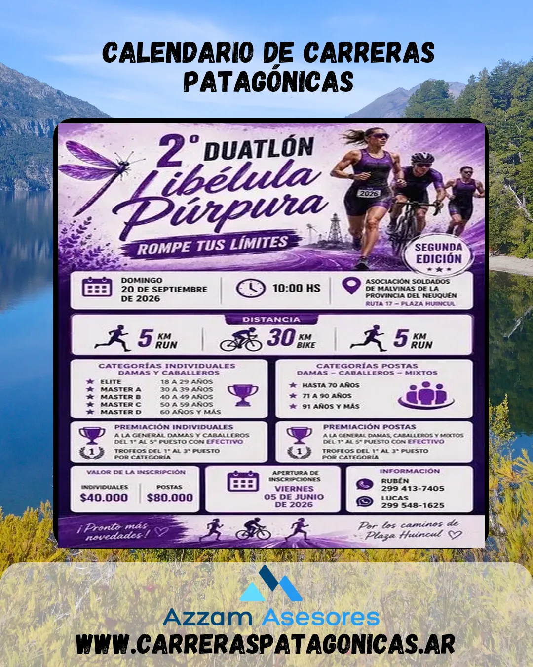 Flyer de Duatlón Libélula Púrpura 2026