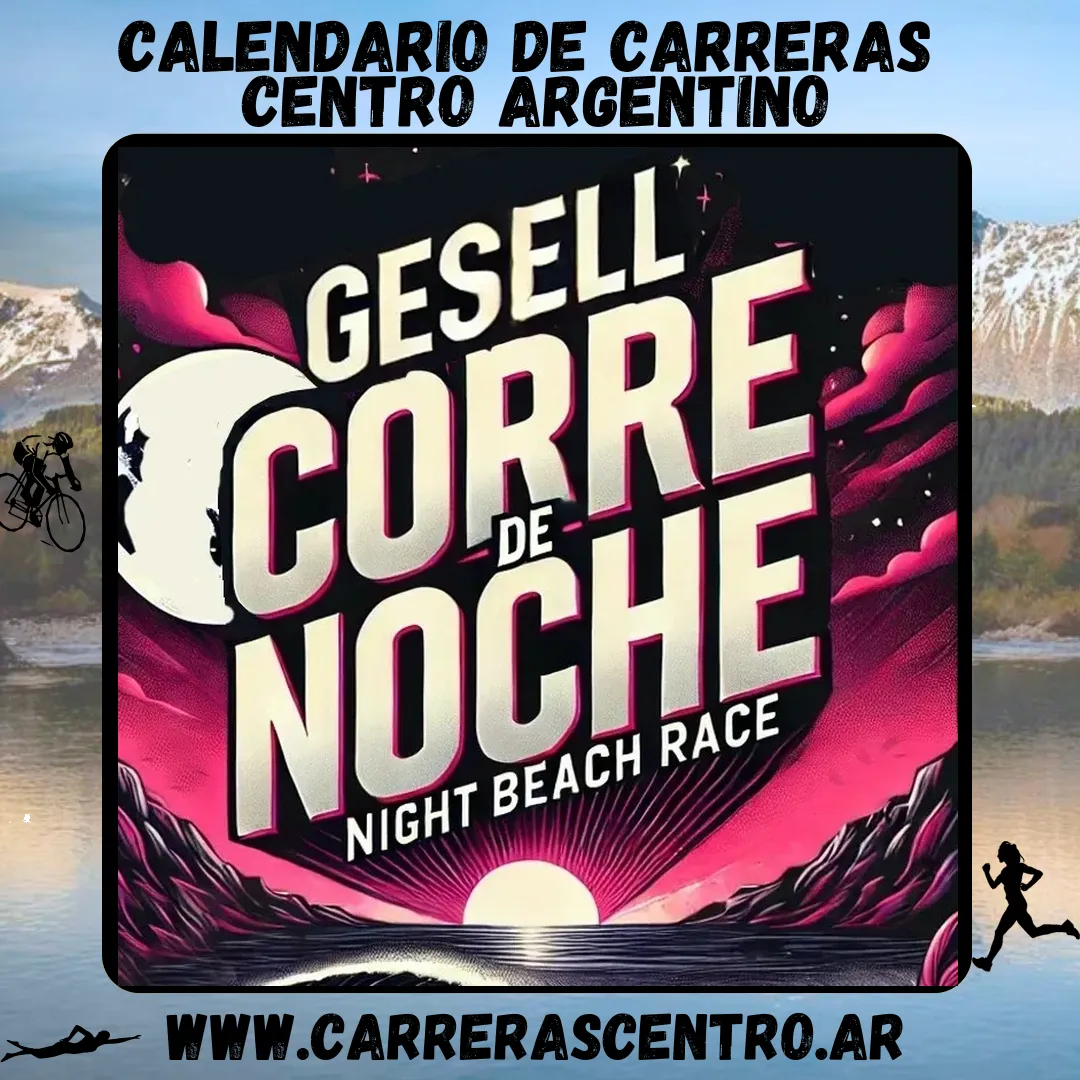 Flyer de Gesell Corre de Noche 2025