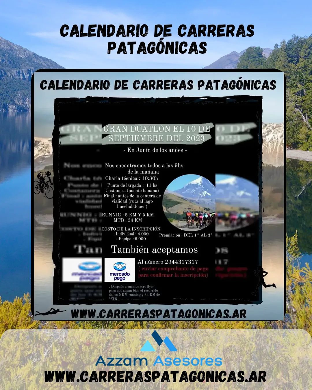 Flyer de Gran Duatlón Junín de los Andes 2023