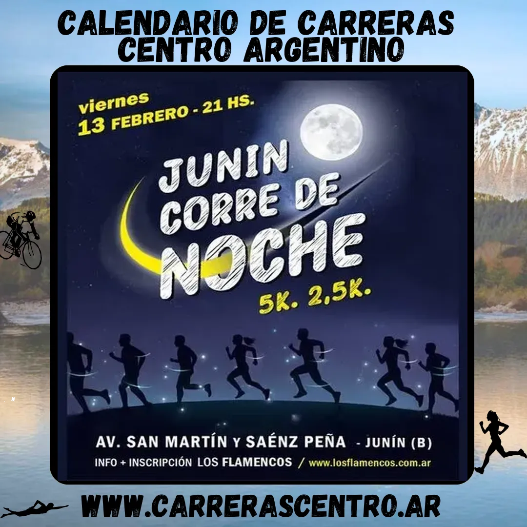 Flyer de Junín Corre de Noche 2026