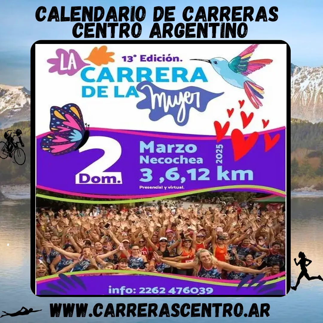Flyer de La Carrera de la Mujer Necochea 2025