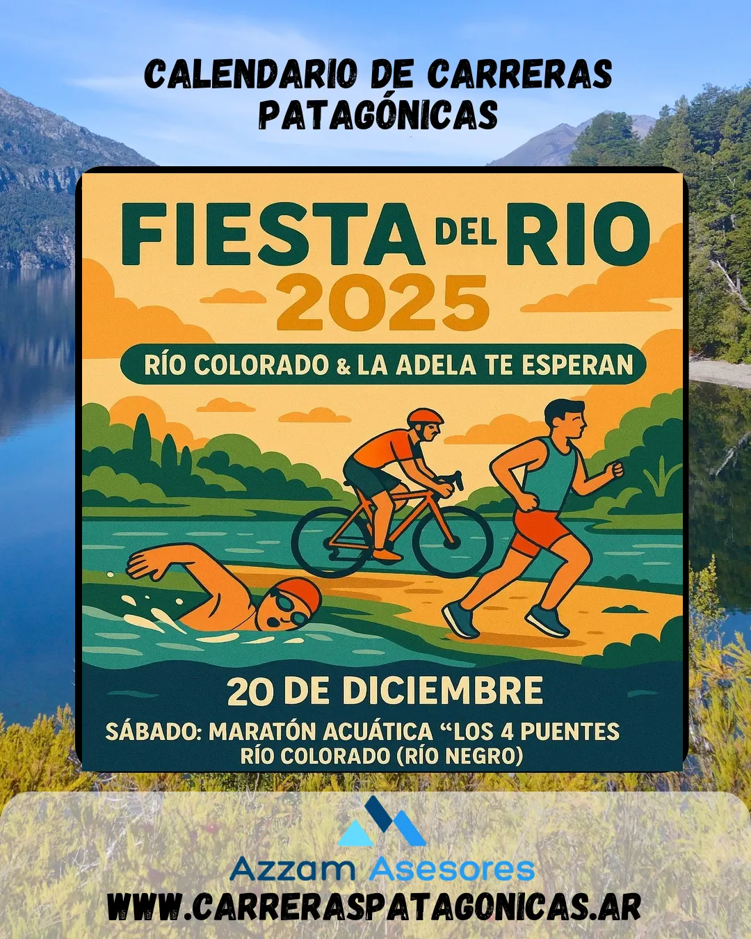 Flyer de Maratón Acuática Los 4 Puentes 2025