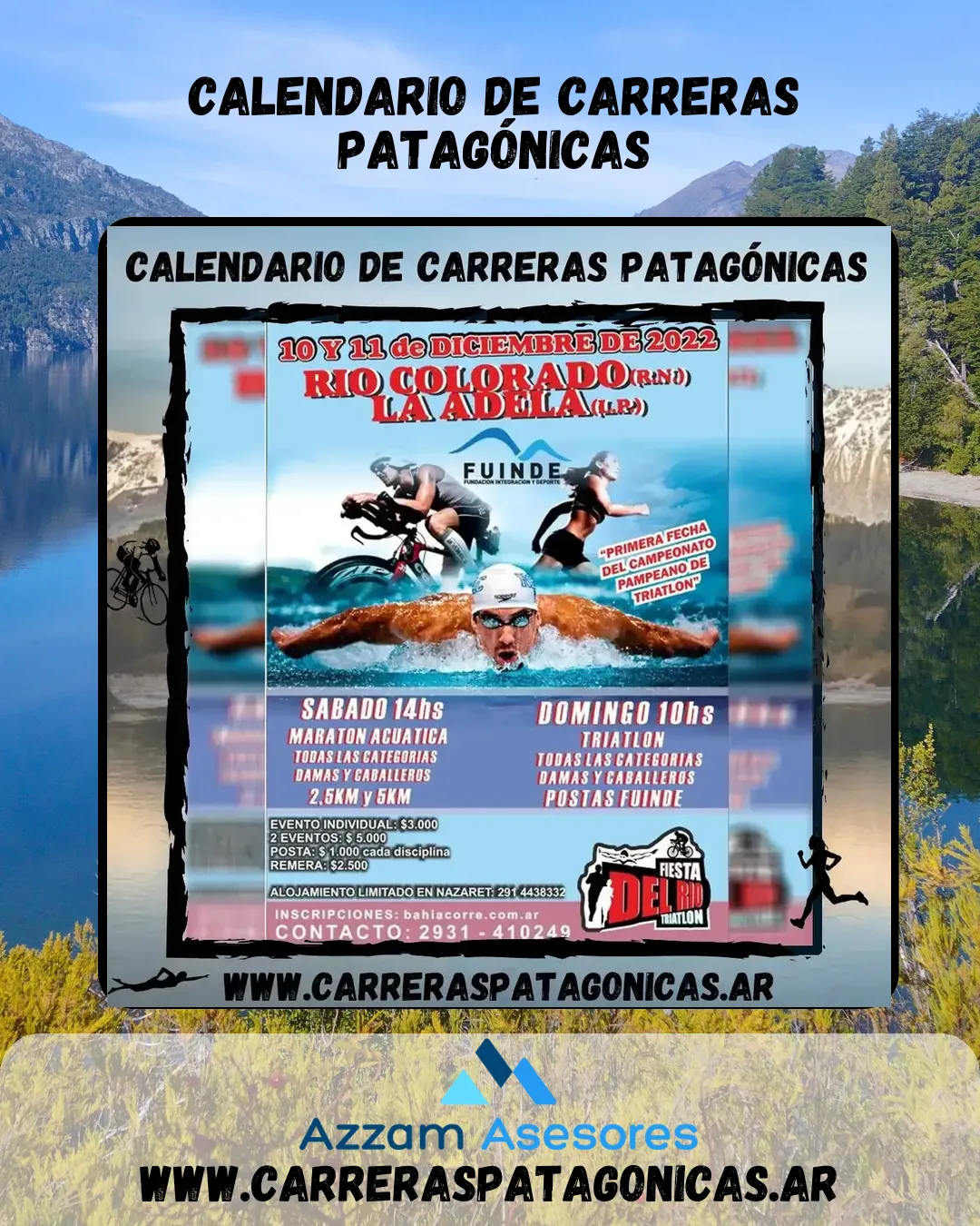 Flyer de MARATÓN ACUÁTICA Y TRIATLÓN DE RÍO COLORADO – Fiesta del Río 2022