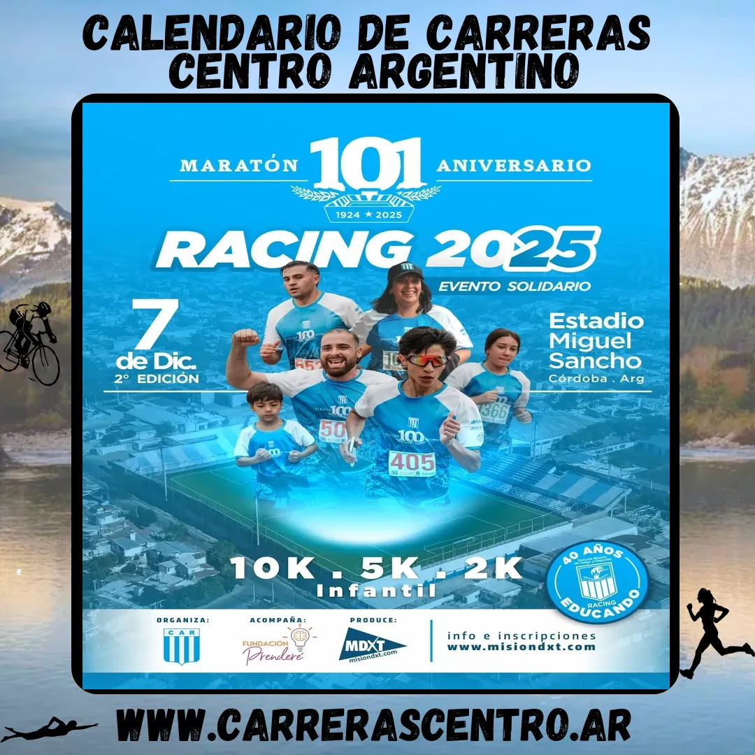Flyer de Maratón Aniversario Racing 2025