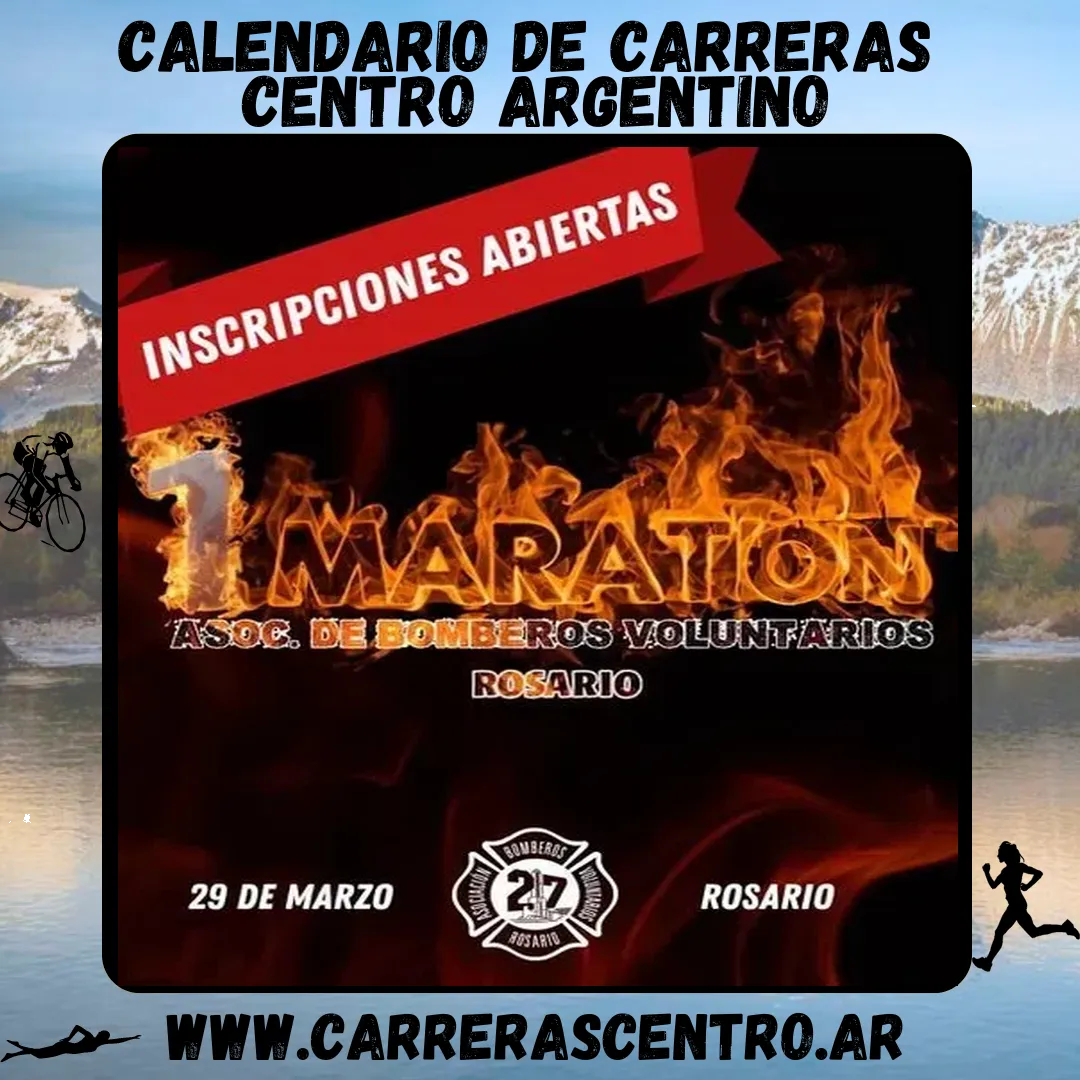 Flyer de Maratón Bomberos Voluntarios Rosario 2026