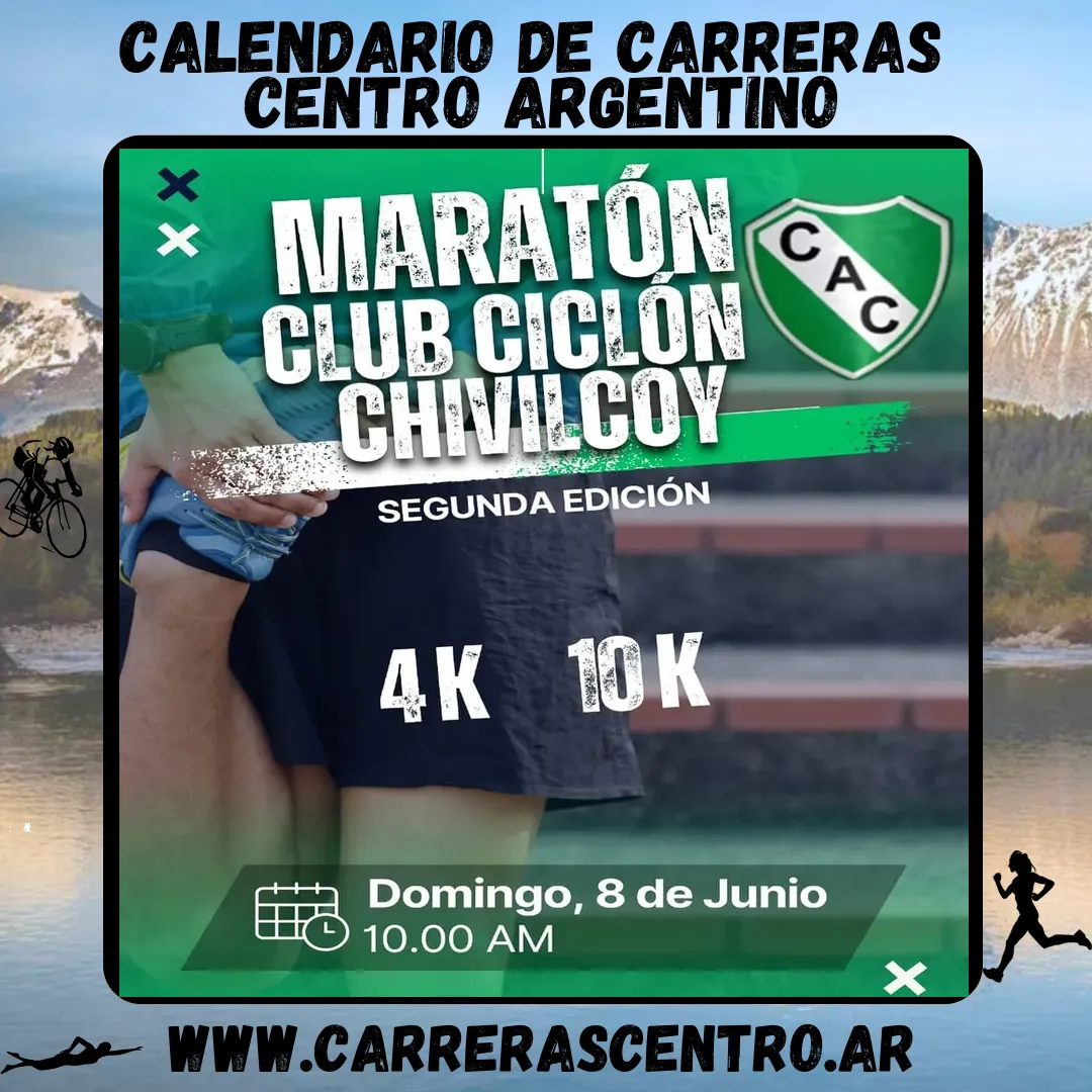 Flyer de Maratón Club Ciclón Chivilcoy 2025