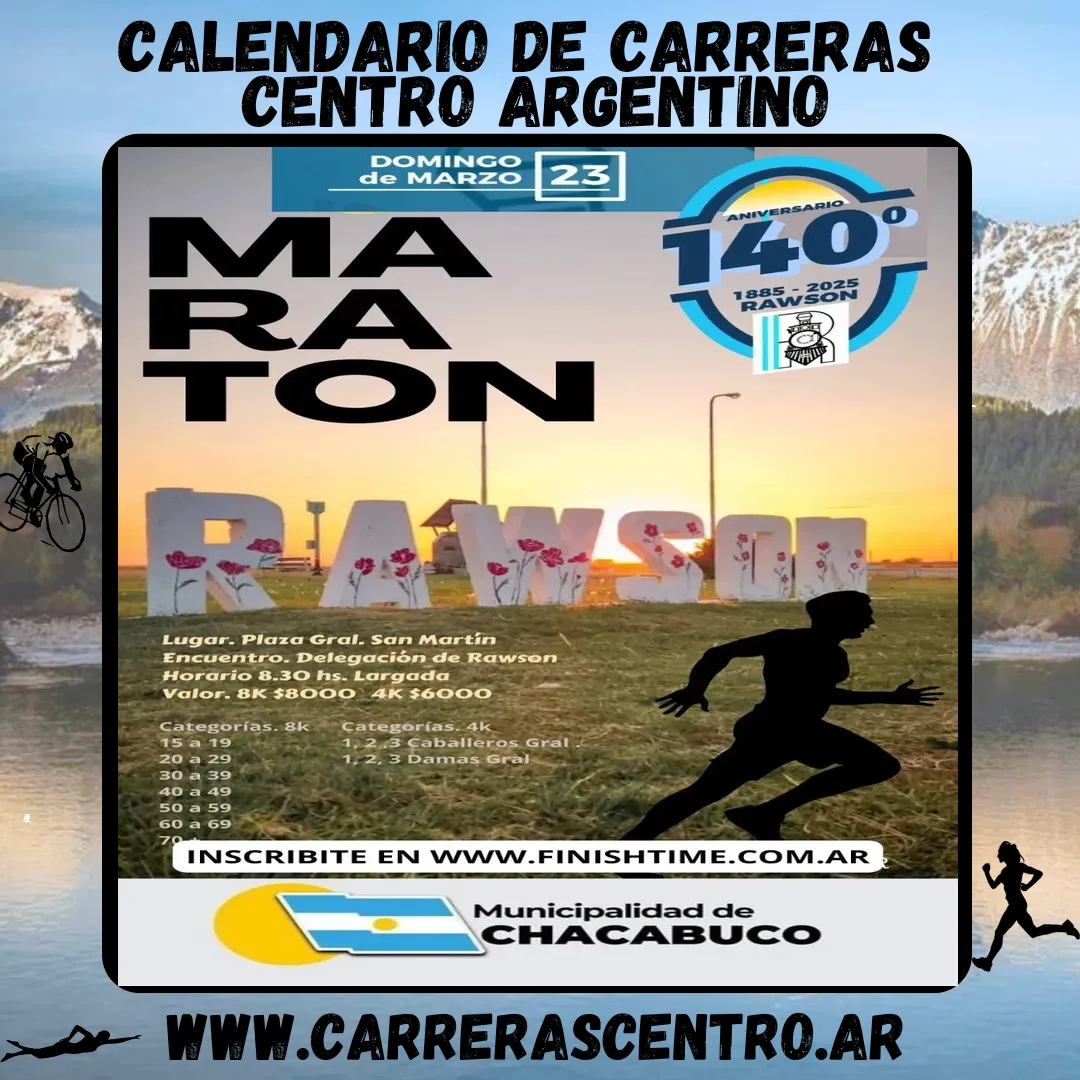 Flyer de Maratón de Rawson 2025