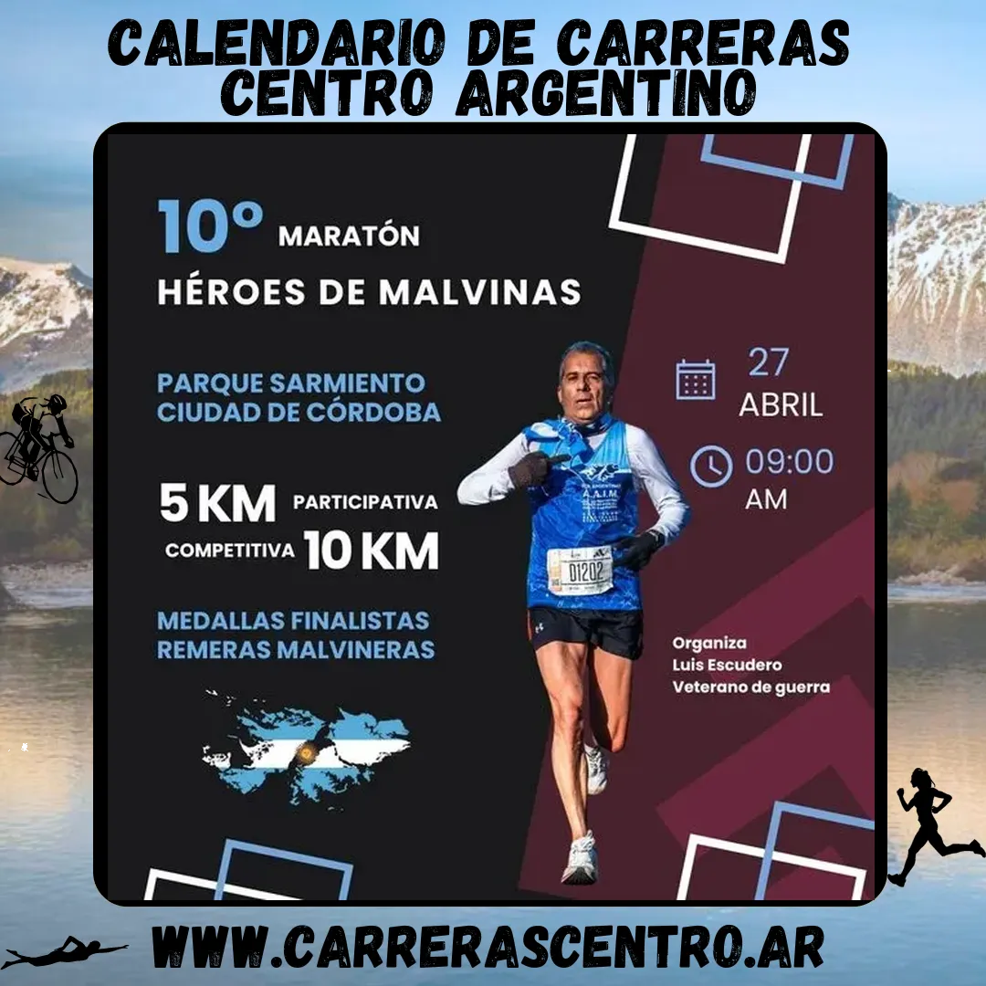 Flyer de Maratón Héroes de Malvinas 2025
