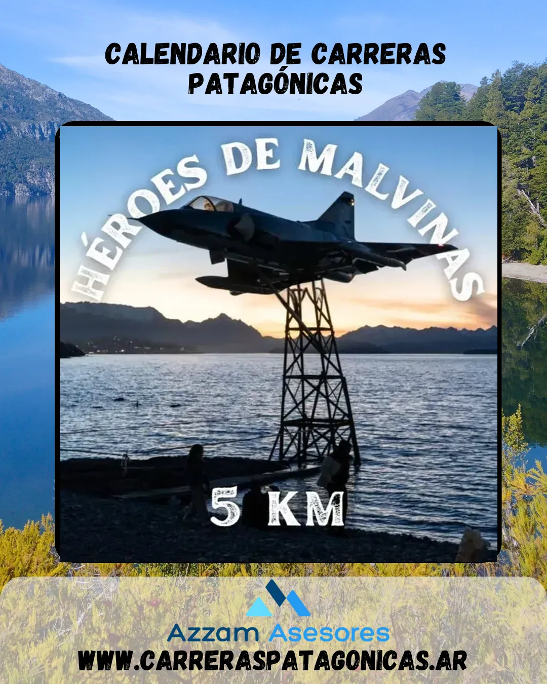 Flyer de Maratón Héroes de Malvinas 2026