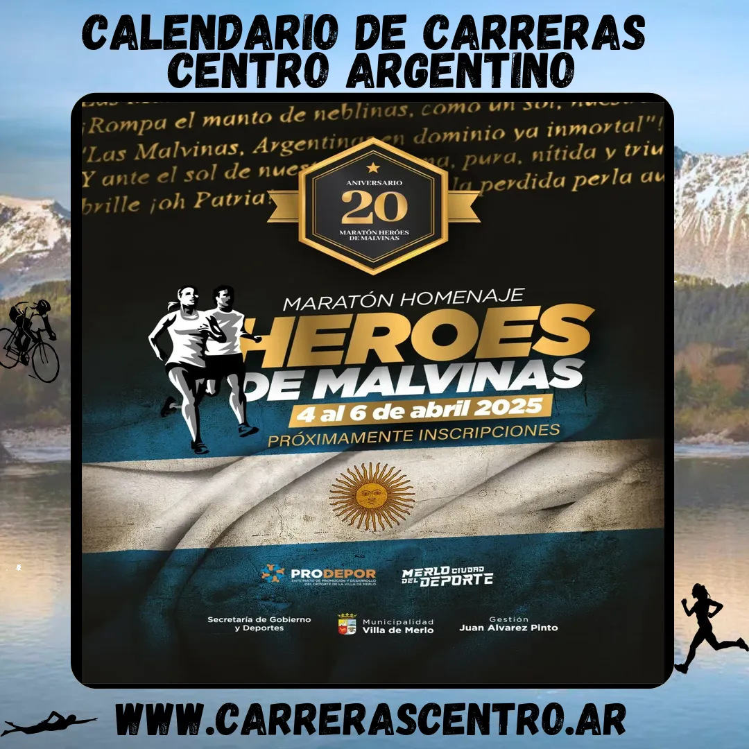 Flyer de Maratón Homenaje Héroes de Malvinas 2025