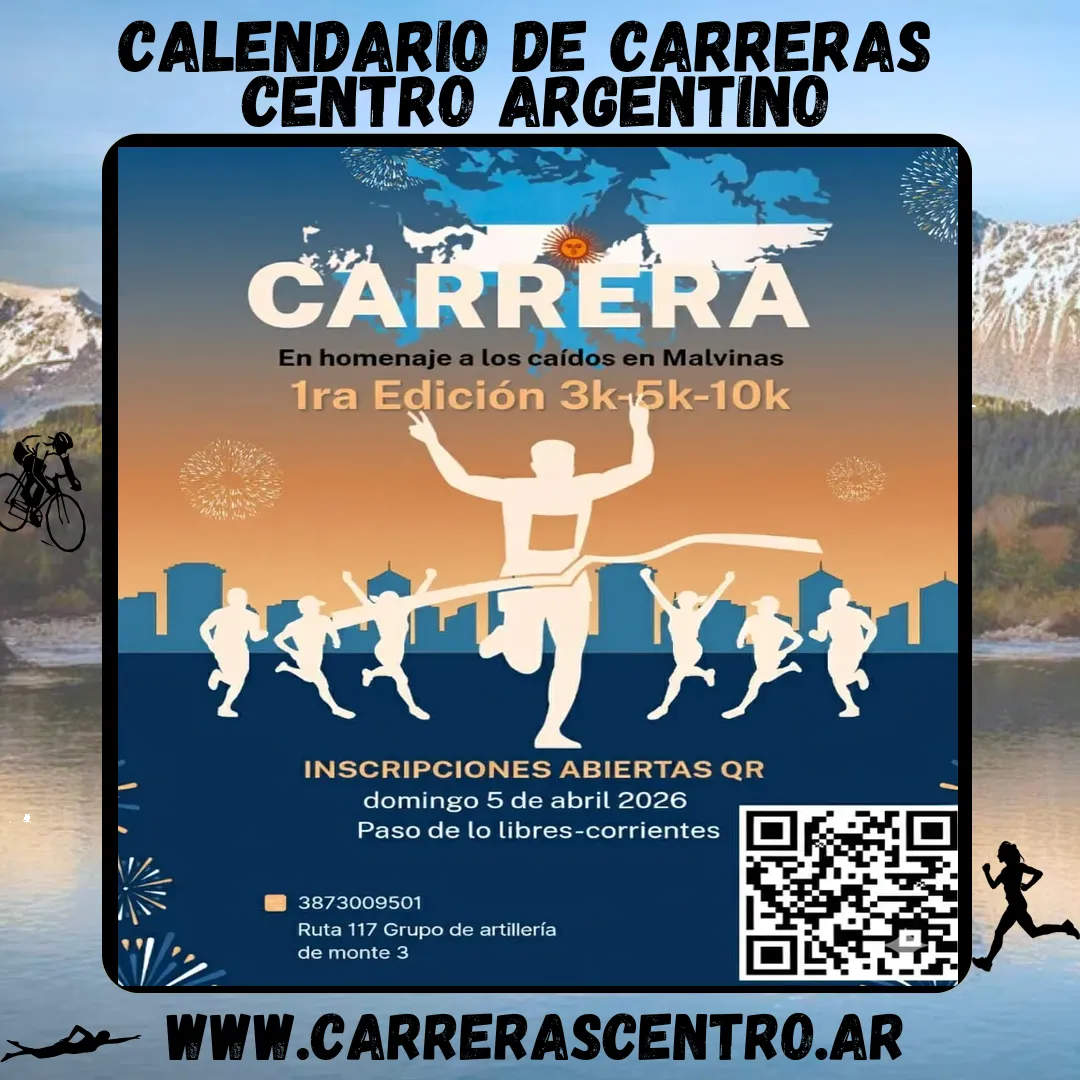 Flyer de Maratón Malvinas 2026