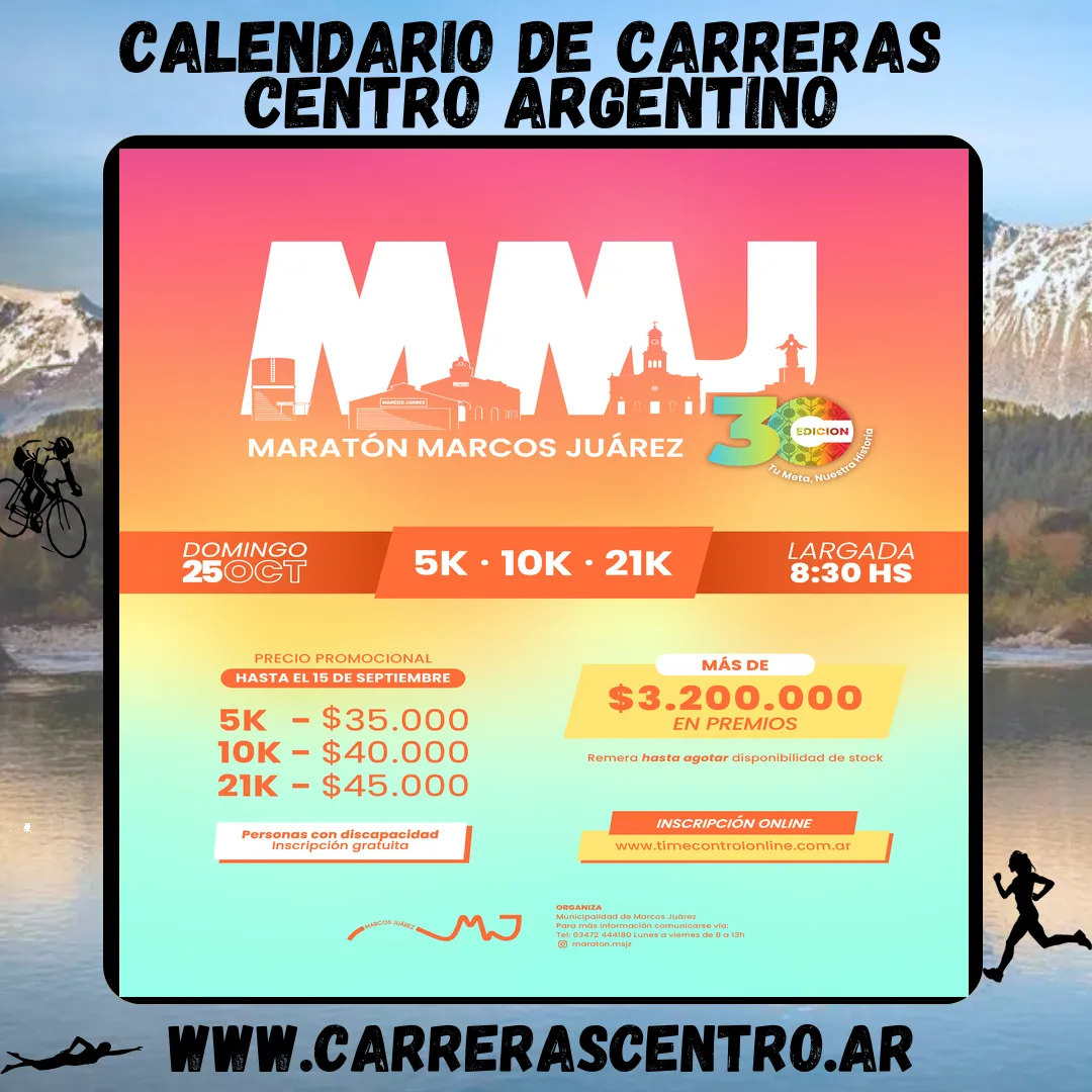 Flyer de Maratón Marcos Juárez 2026