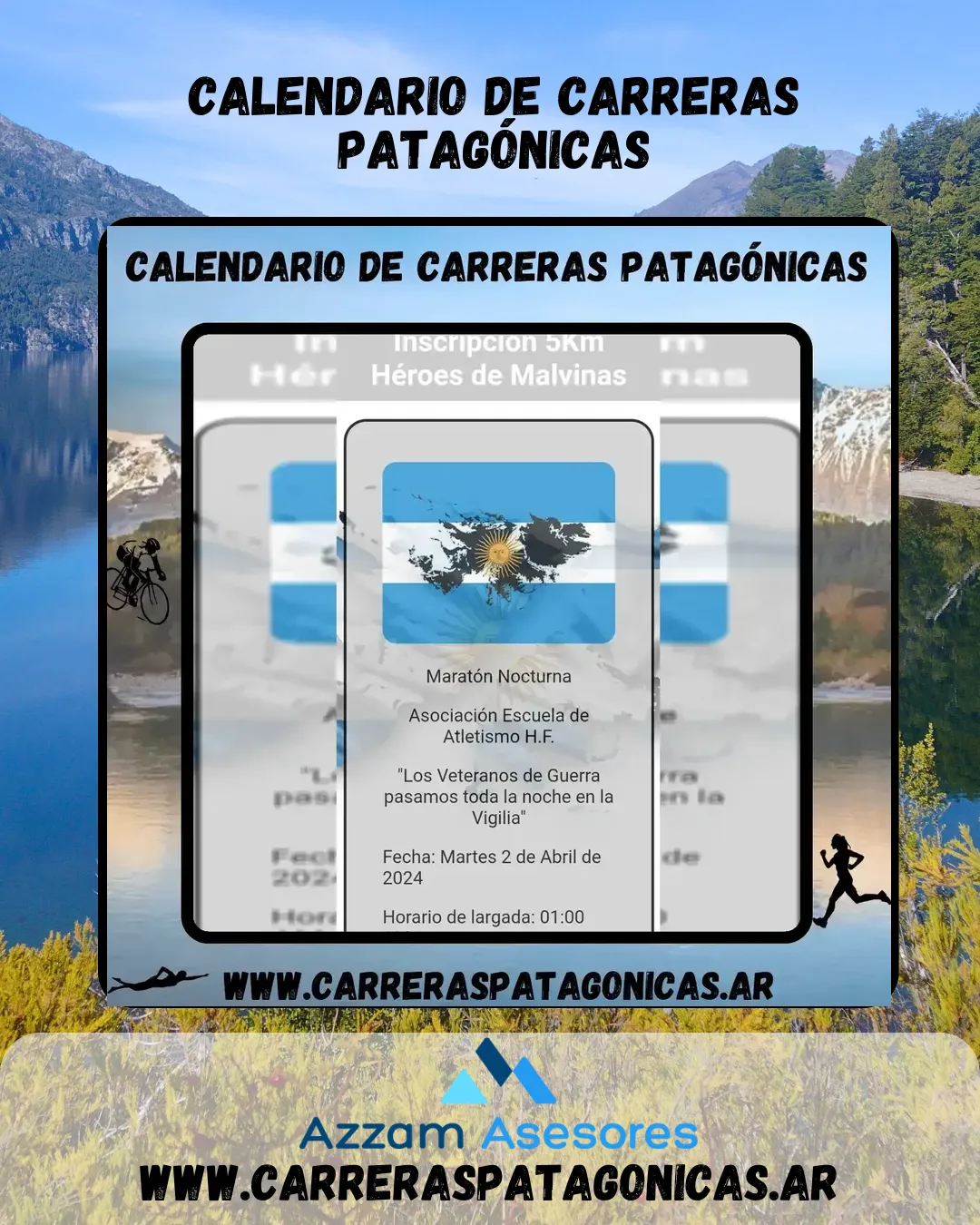 Flyer de Maratón Nocturna «Héroes de Malvinas» 2024