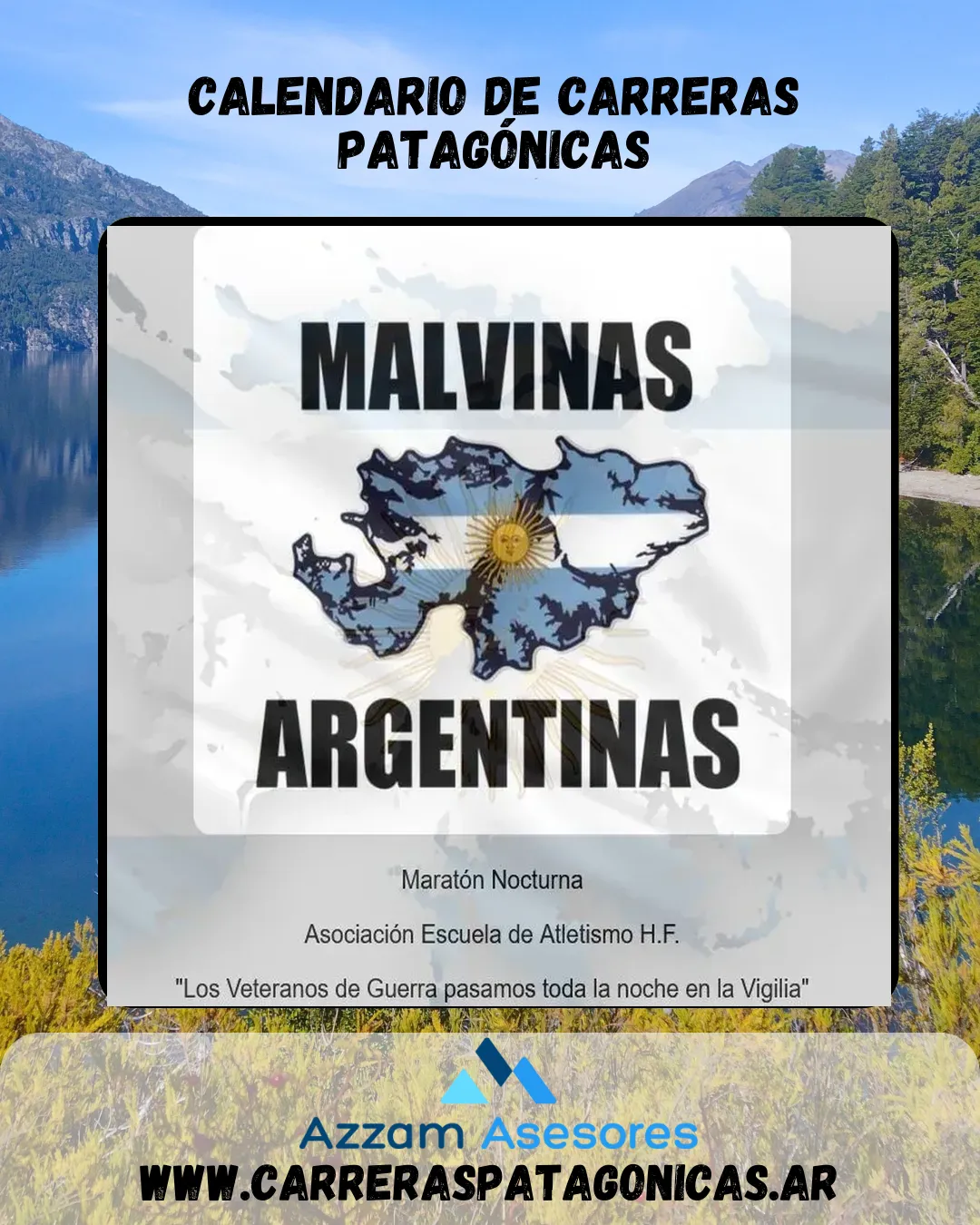 Flyer de Maratón Nocturna «Héroes de Malvinas» 2025