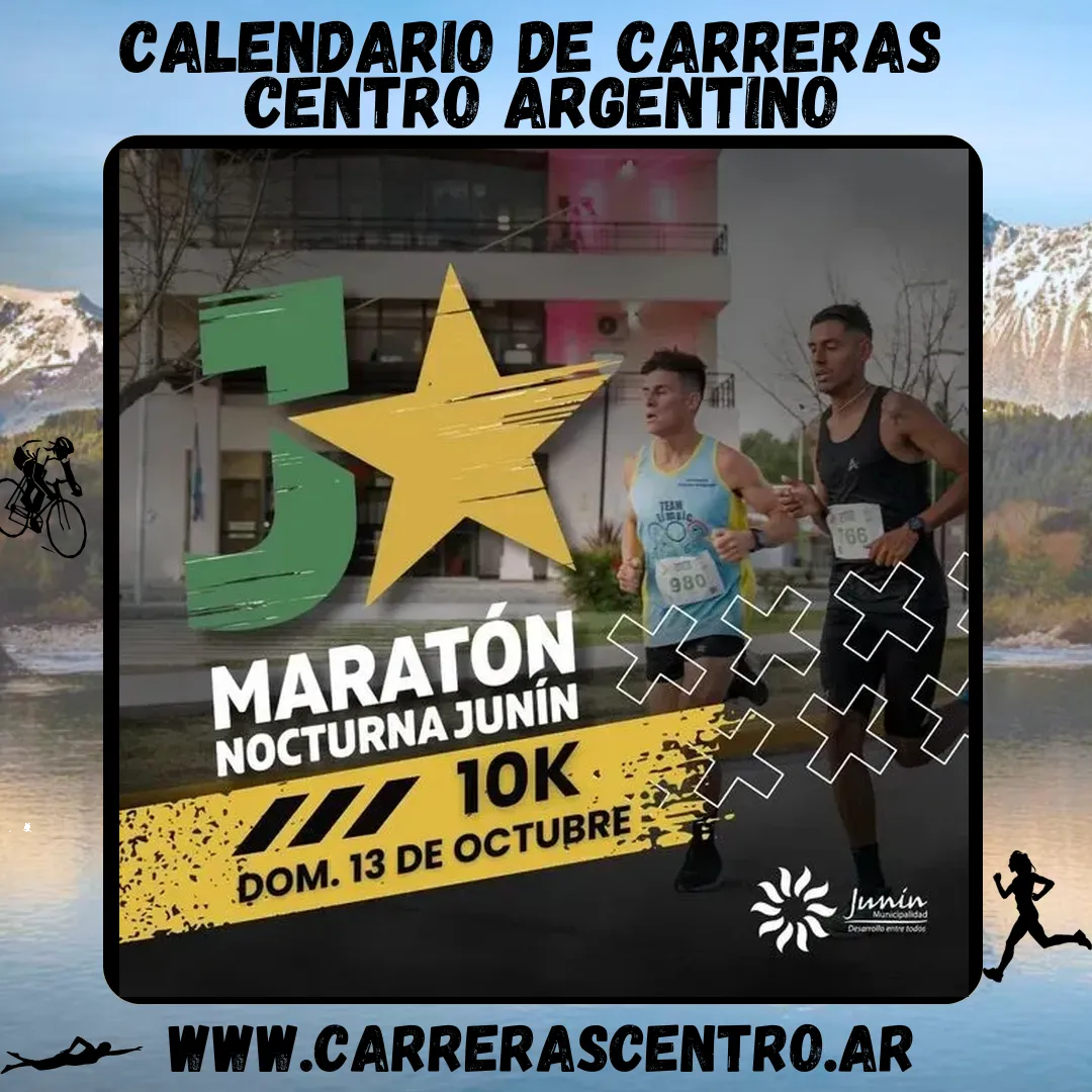Flyer de Maratón Nocturna Junín 2024