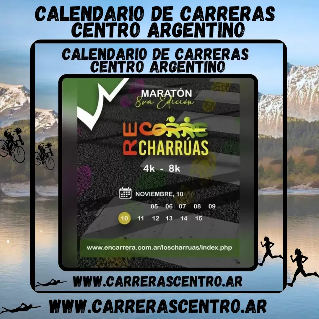 Flyer de Maratón Re Corre Charrúas 2024