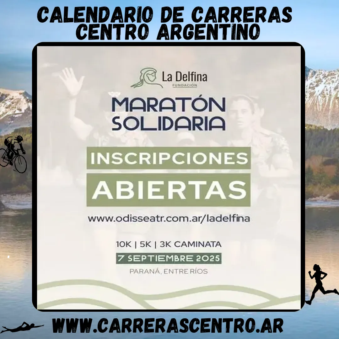 Flyer de Maratón Solidaria La Delfina 2025
