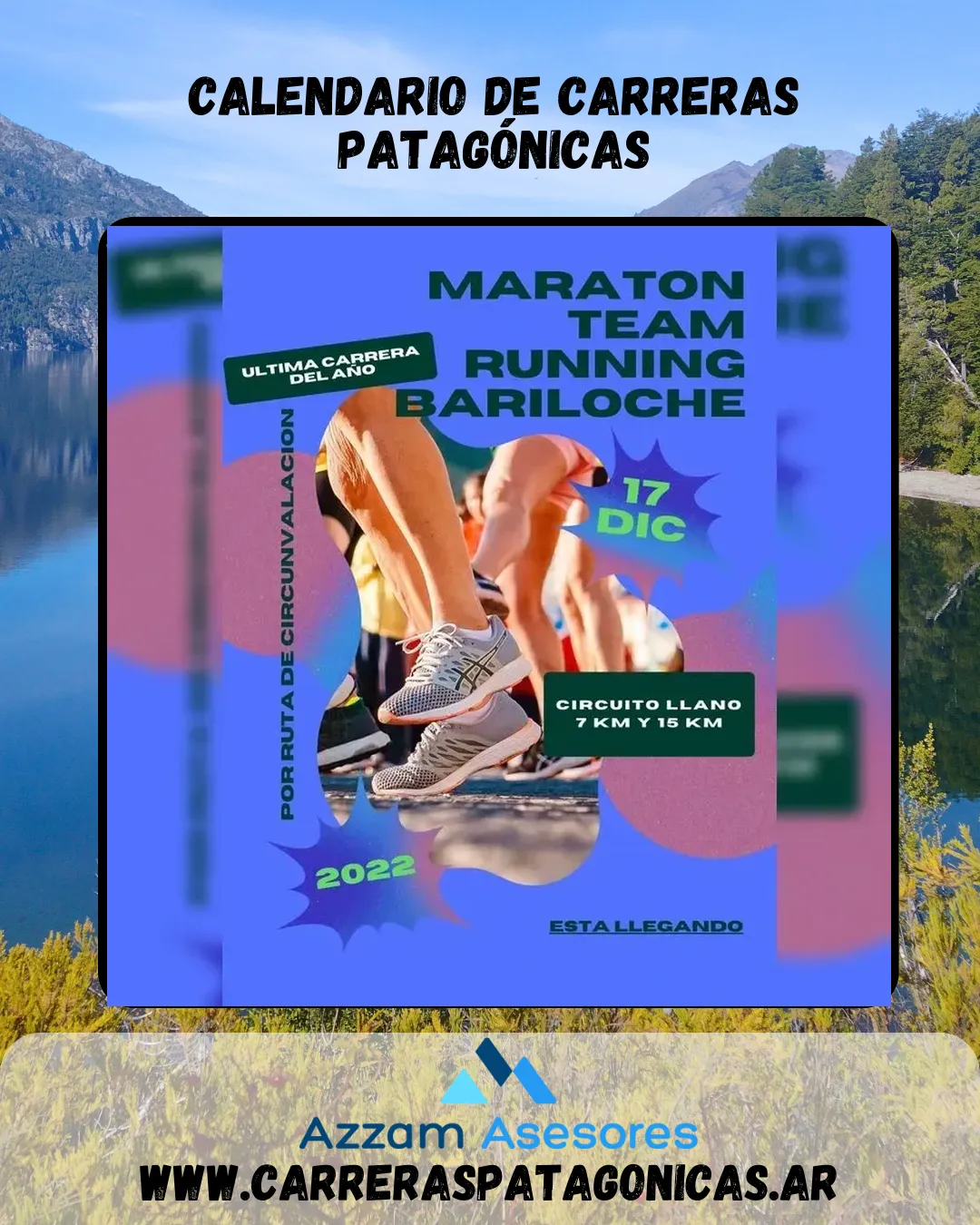 Flyer de Maratón Team Running Bariloche 2022