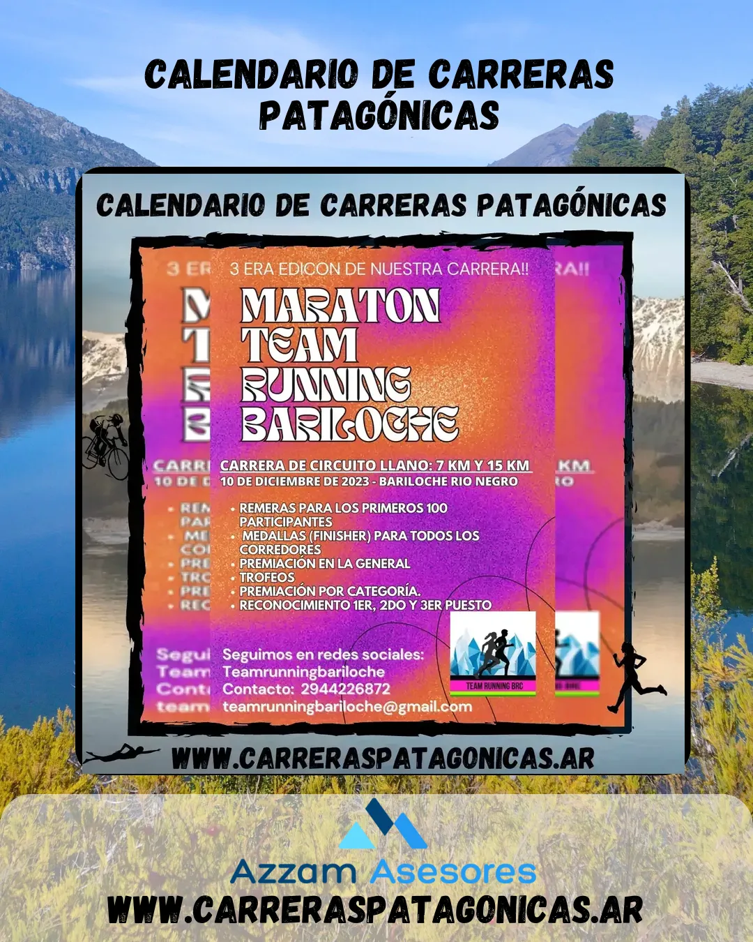 Flyer de Maratón Team Running Bariloche 2023