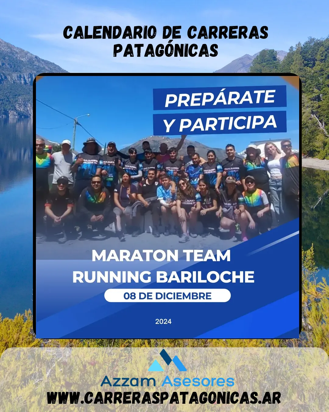 Flyer de Maratón Team Running Bariloche 2024